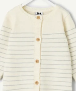 Combi naissance avec rayures et boutons