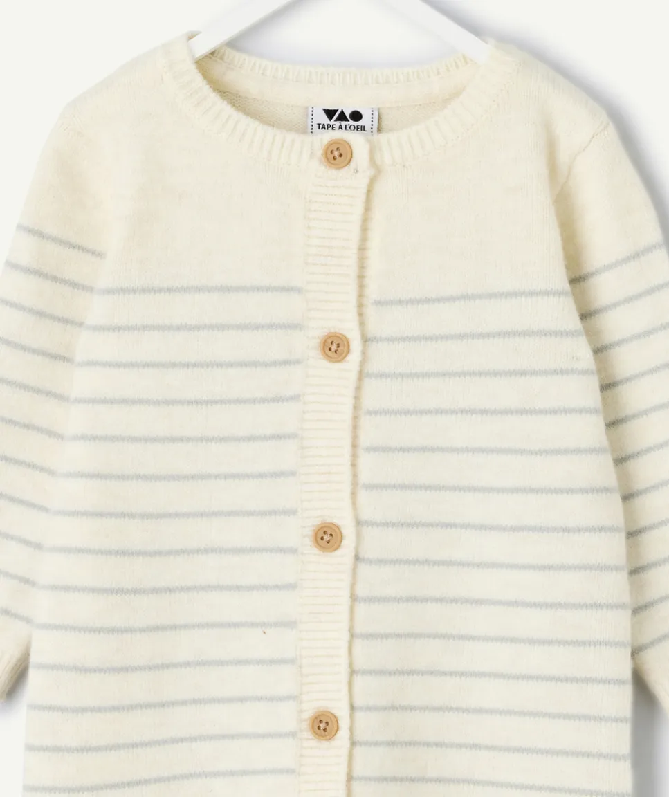 Combi naissance avec rayures et boutons
