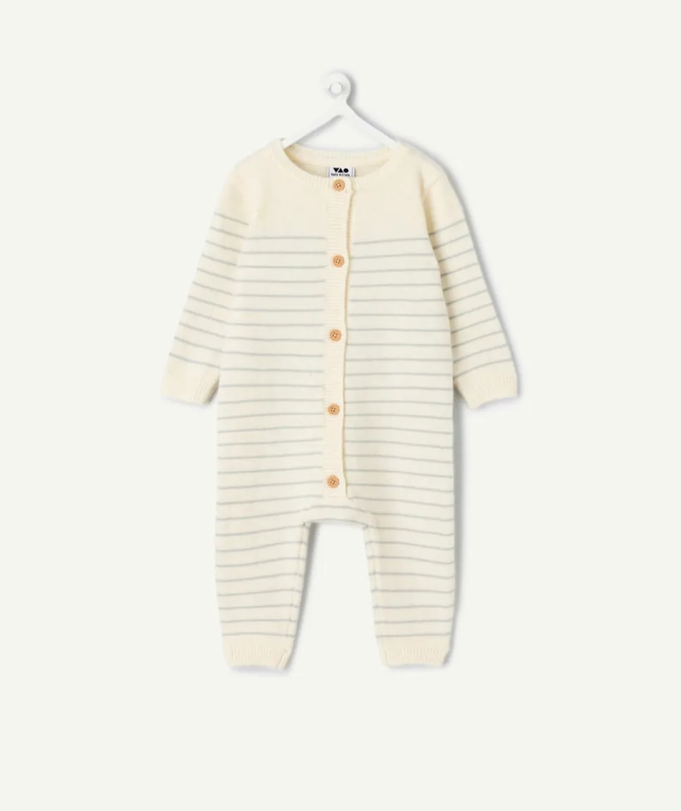 Combi naissance avec rayures et boutons