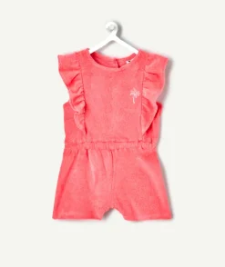 Combishort bébé fille rose à volants éponge