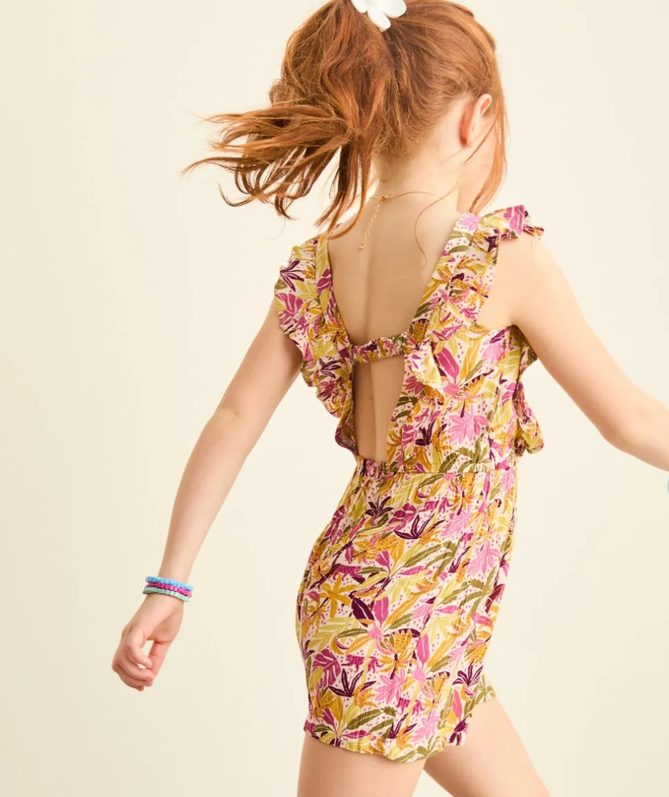 Combishort fille imprimé floral volants