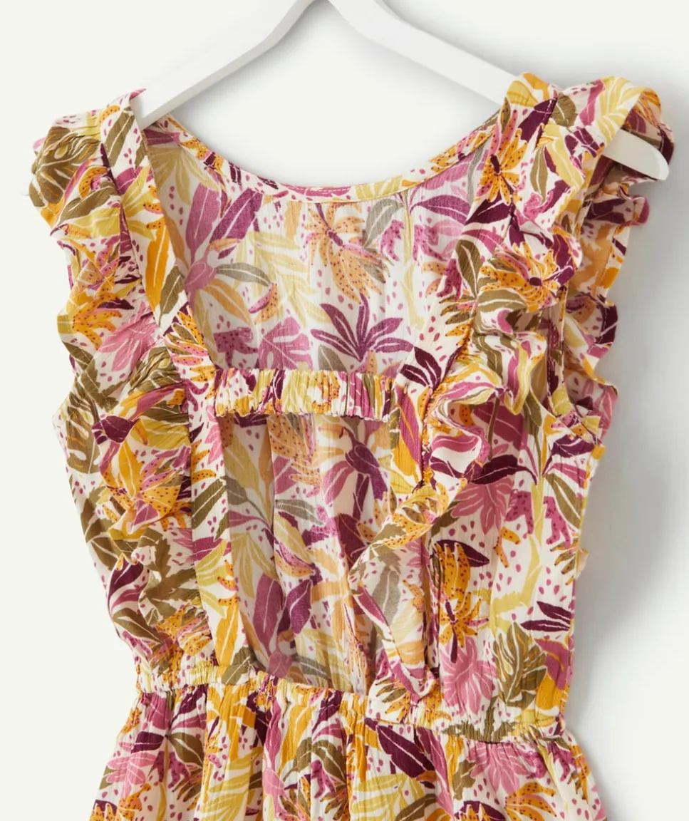 Combishort fille imprimé floral volants