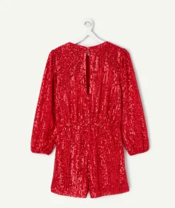 Combishort fille paillettes rouge