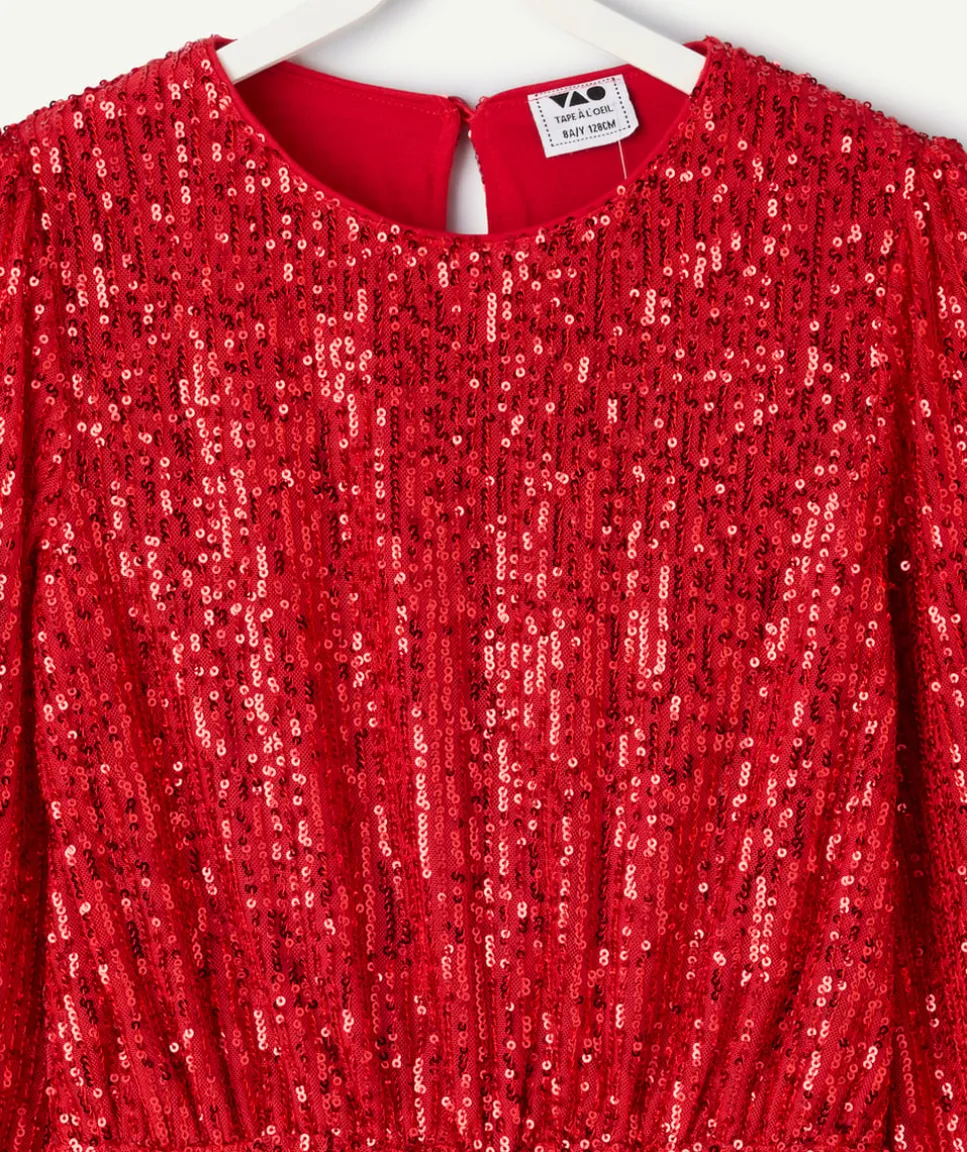 Combishort fille paillettes rouge
