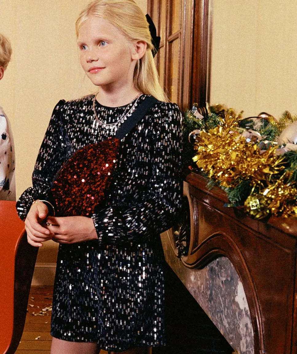 Combishort noir à sequins pour fille