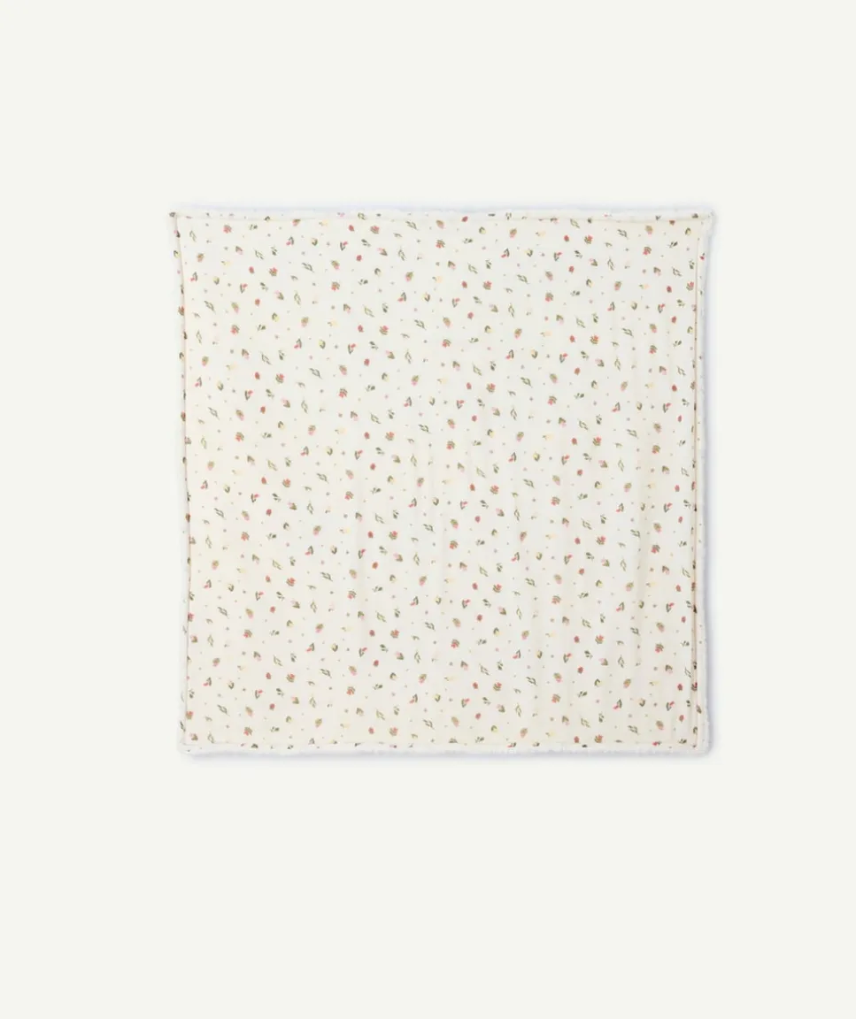 Couverture bébé fille imprimé fleurs doublée
