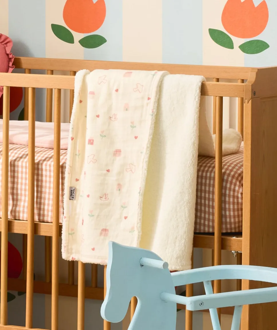 Couverture bébé fille imprimé oiseaux