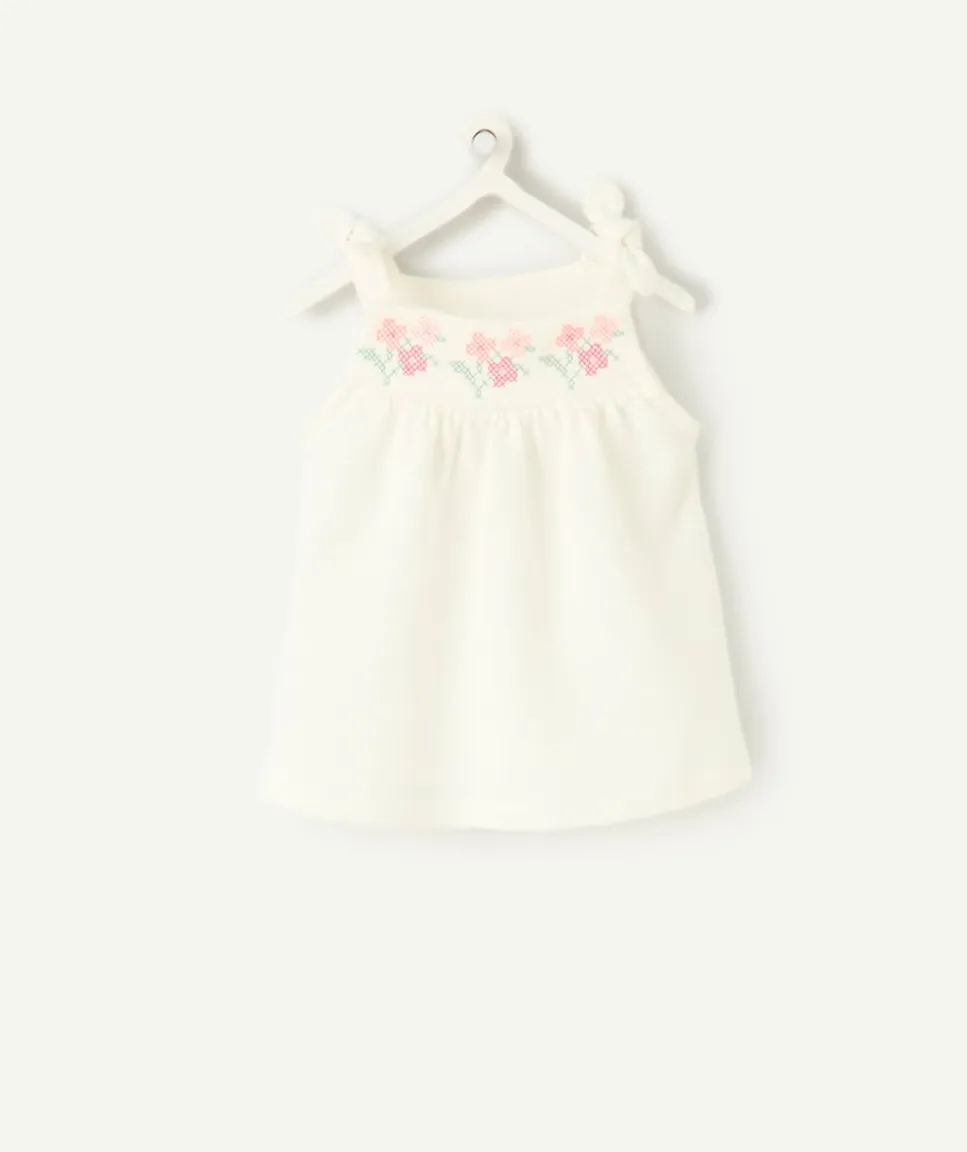 Débardeur bébé fille broderies fleuries