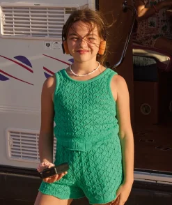 Débardeur en crochet vert fille