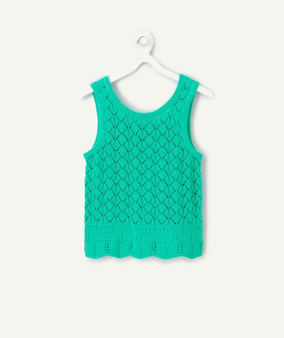 Débardeur en crochet vert fille
