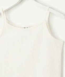 Débardeur fille écru côtelé