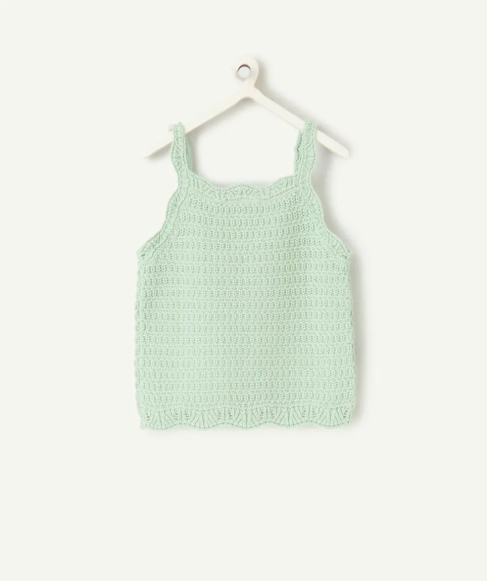 Débardeur fille en crochet vert pale