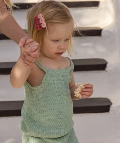 Débardeur fille en crochet vert pale