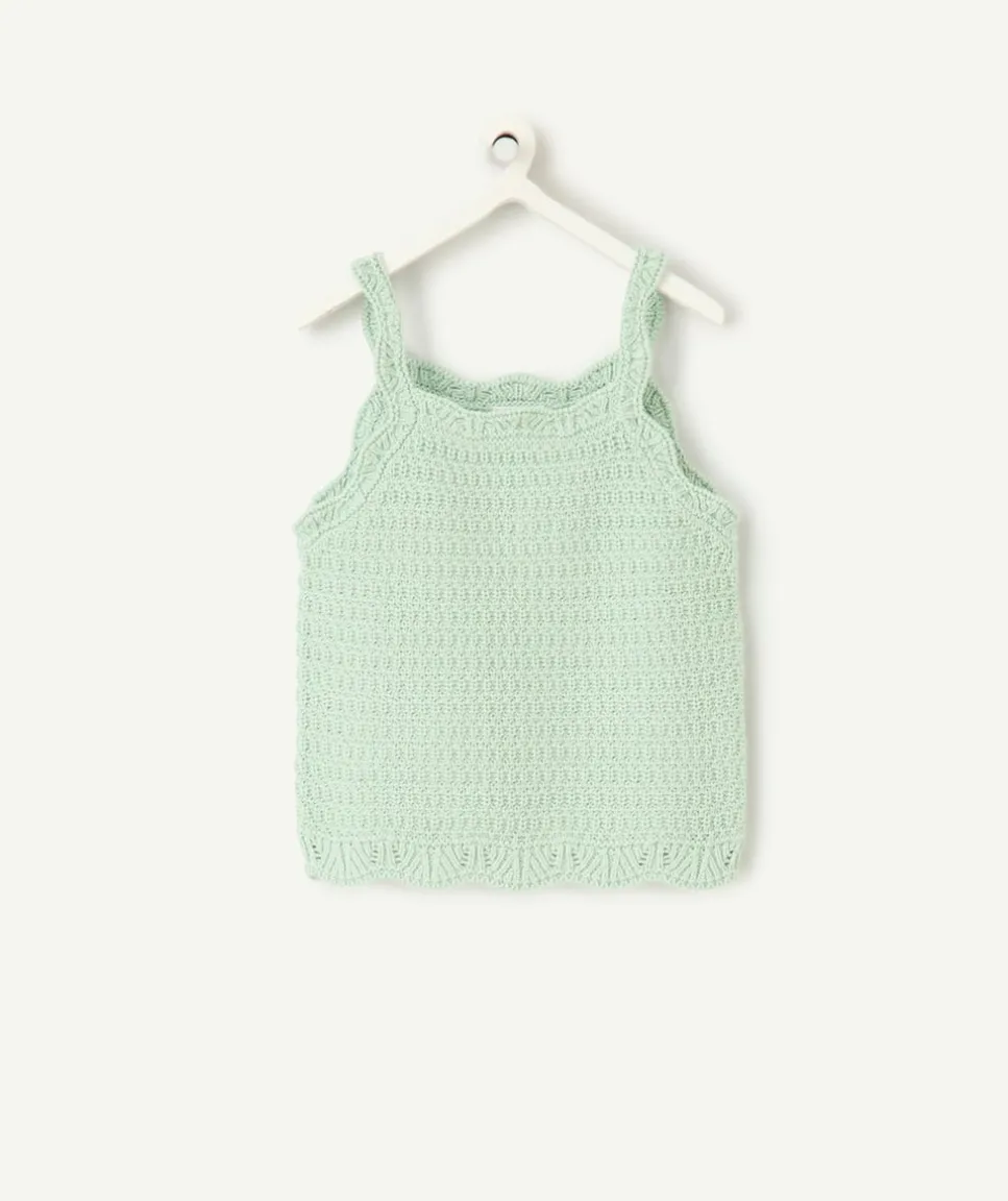 Débardeur fille en crochet vert pale