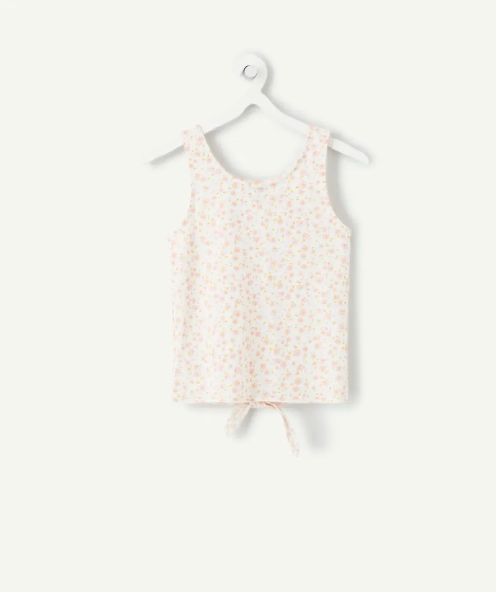 Débardeur fille imprimé floral noué