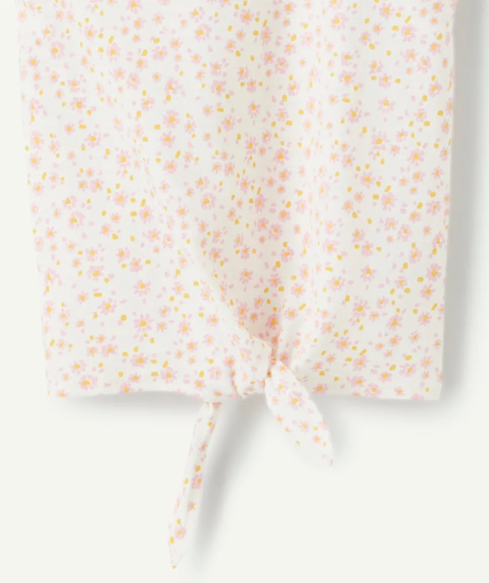 Débardeur fille imprimé floral noué