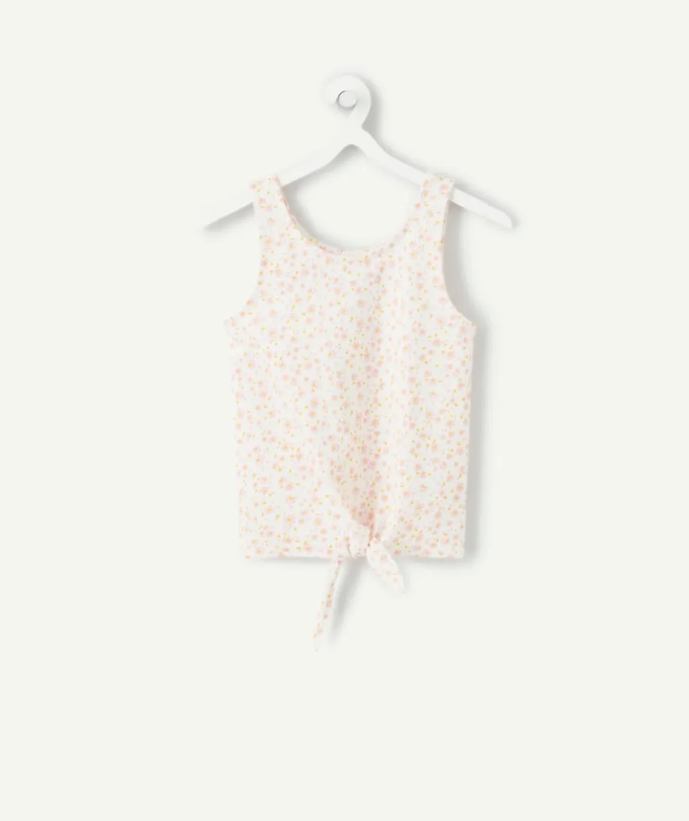 Débardeur fille imprimé floral noué