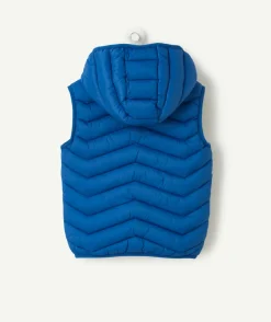 Doudoune à capuche sans manches garçon en rembourrage recyclé bleue