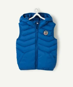Doudoune à capuche sans manches garçon en rembourrage recyclé bleue