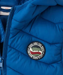 Doudoune à capuche sans manches garçon en rembourrage recyclé bleue