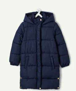 Doudoune longue fille bleu marine