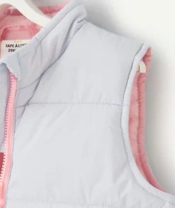 Doudoune sans manches bébé fille en rembourrage recyclé mauve