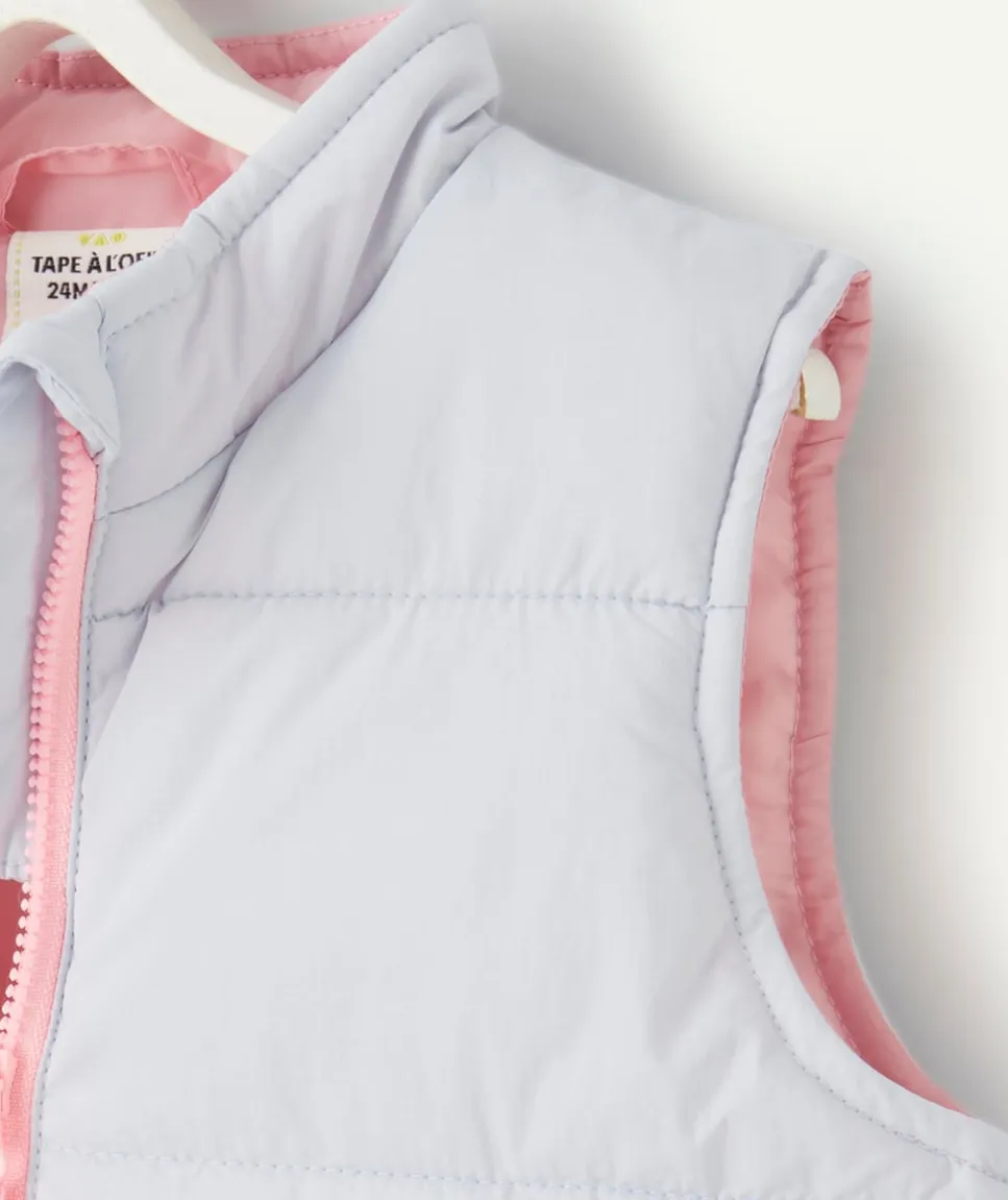 Doudoune sans manches bébé fille en rembourrage recyclé mauve