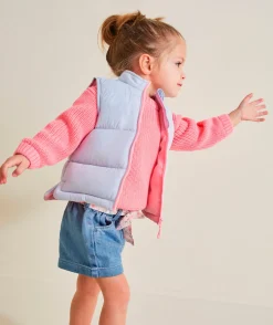 Doudoune sans manches bébé fille en rembourrage recyclé mauve