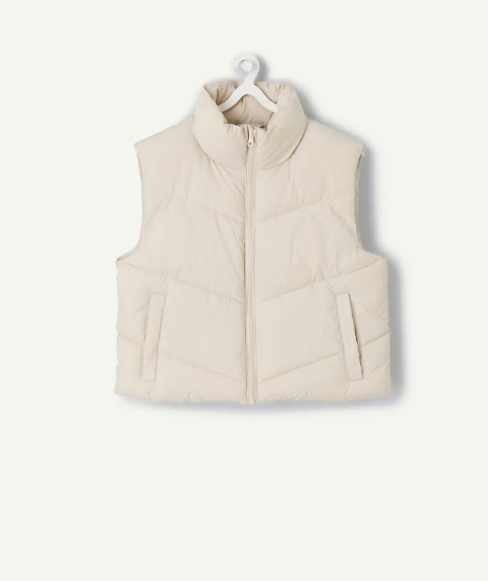 Doudoune sans manches fille beige