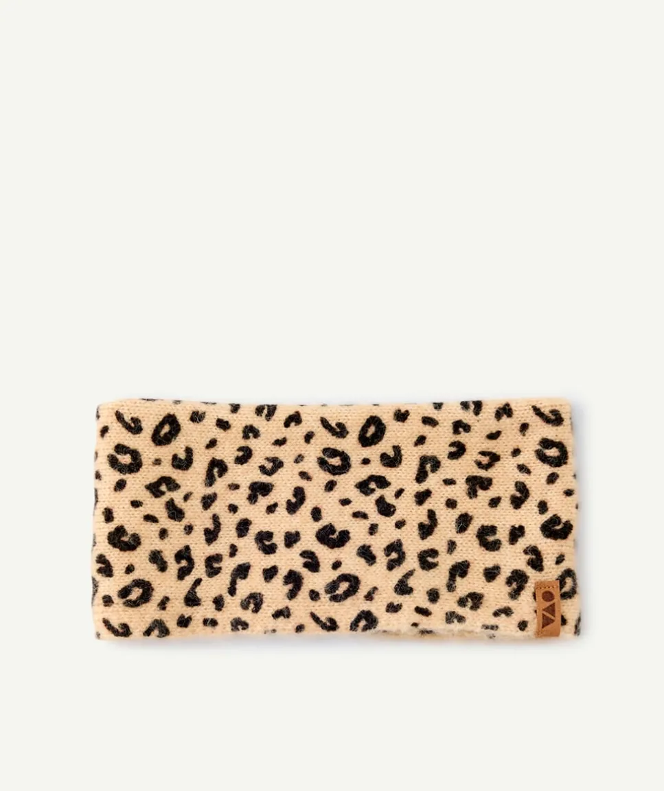 Echarpe bébé fille imprimé léopard beige