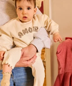 Ensemble bébé fille écru message léopard