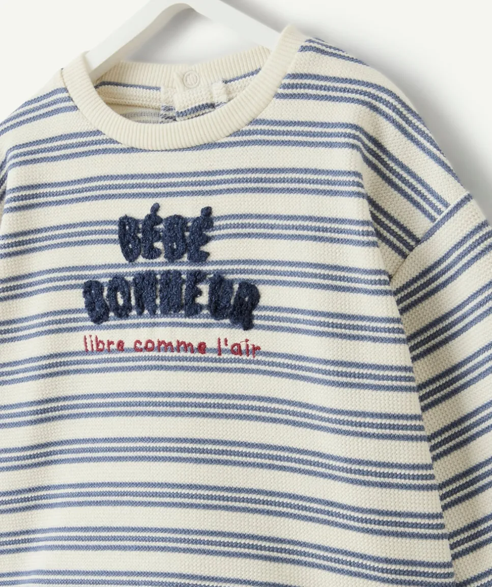 Ensemble bébé garçon rayé message brodé
