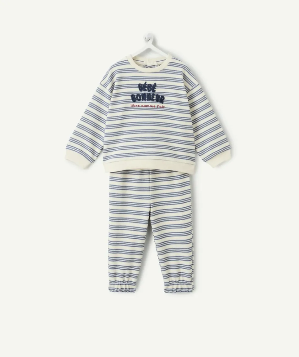 Ensemble bébé garçon rayé message brodé