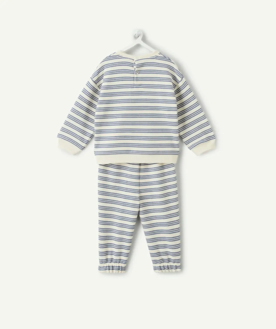 Ensemble bébé garçon rayé message brodé