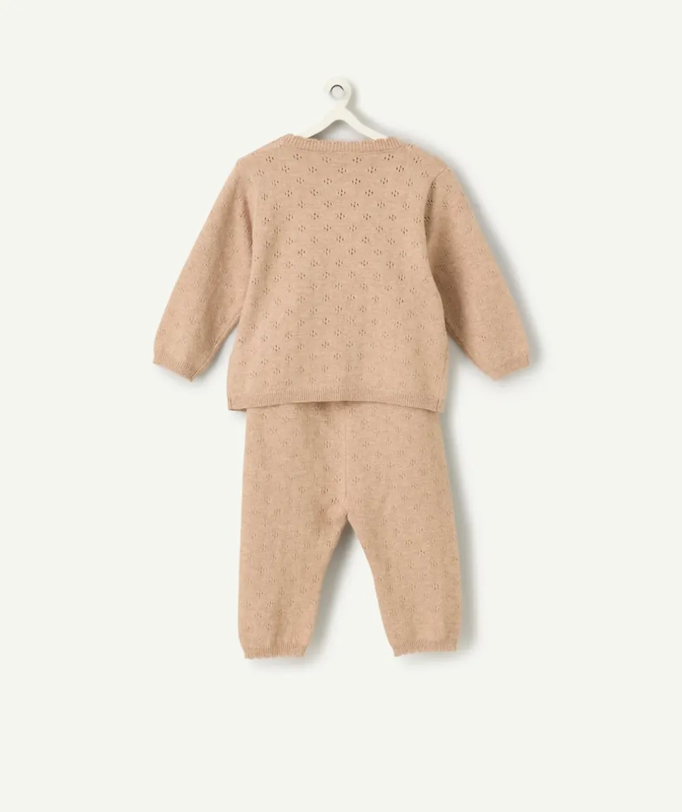 Ensemble cache-coeur naissance fille marron