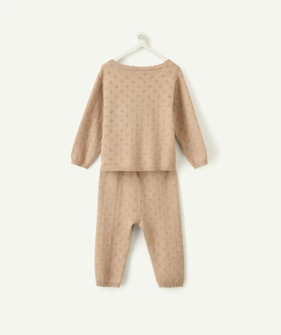 Ensemble cache-coeur naissance fille marron