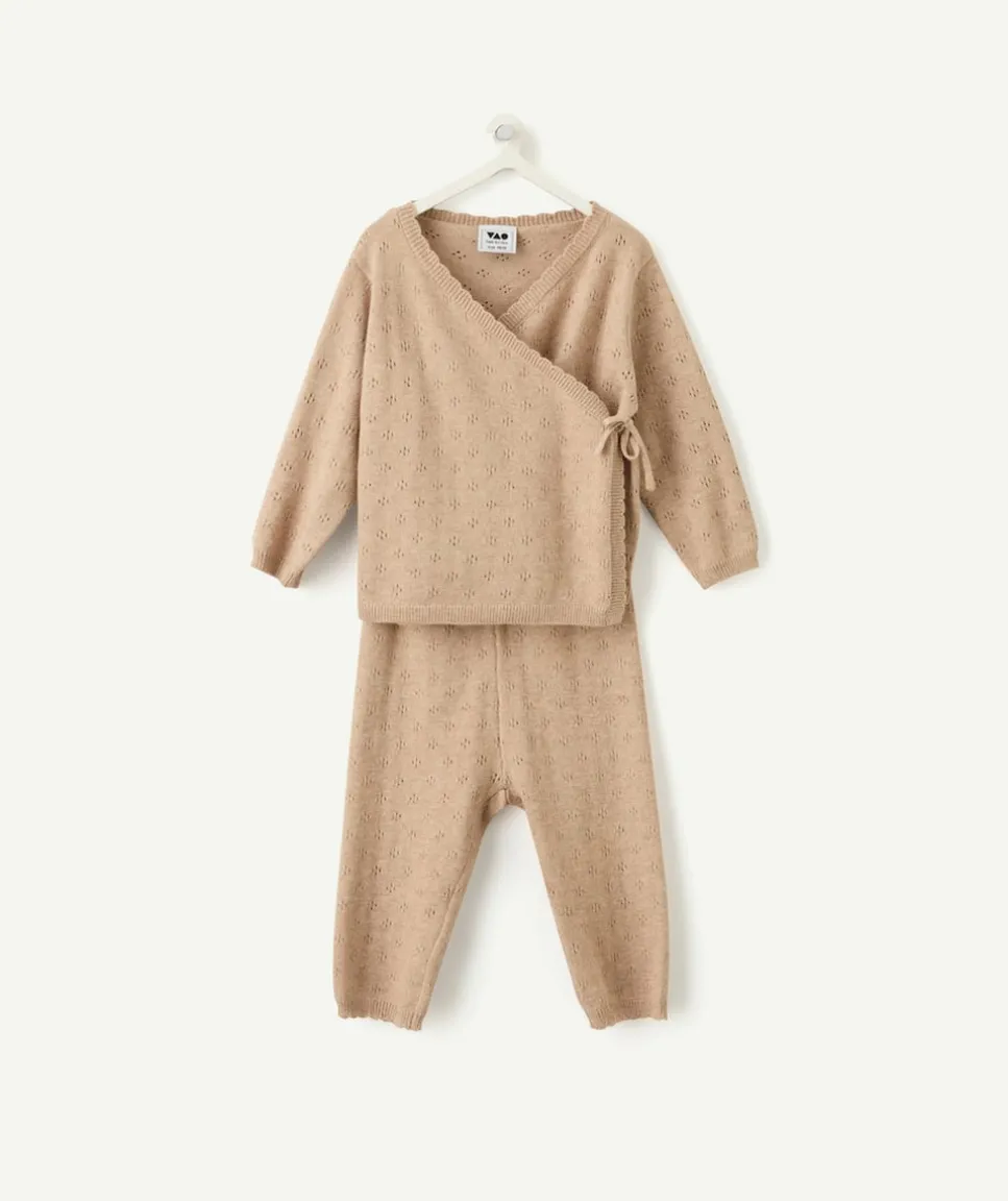 Ensemble cache-coeur naissance fille marron