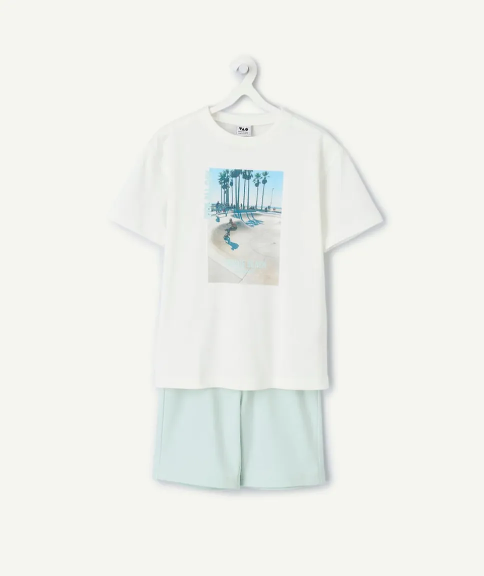 Ensemble garçon imprimé blanc et vert