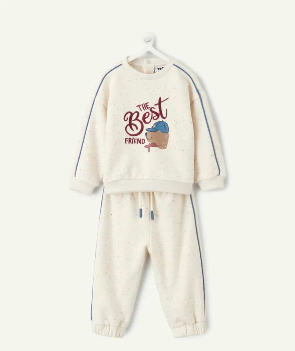 Ensemble jogging bébé garçon écru imprimé