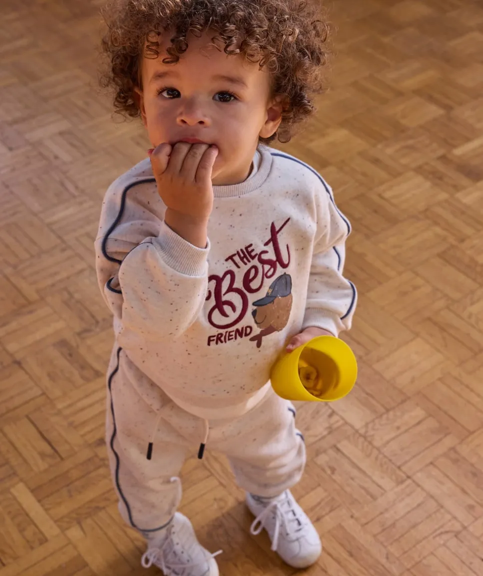 Ensemble jogging bébé garçon écru imprimé