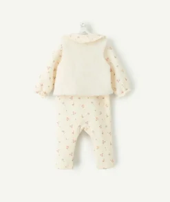 Ensemble naissance fille écru imprimé fleuri