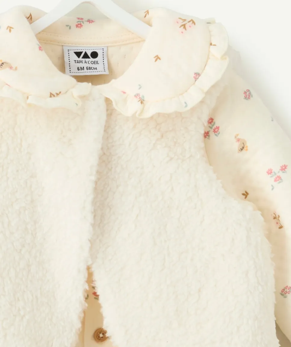 Ensemble naissance fille écru imprimé fleuri