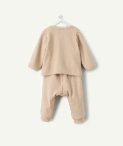 Ensemble naissance garçon beige imprimé oursons