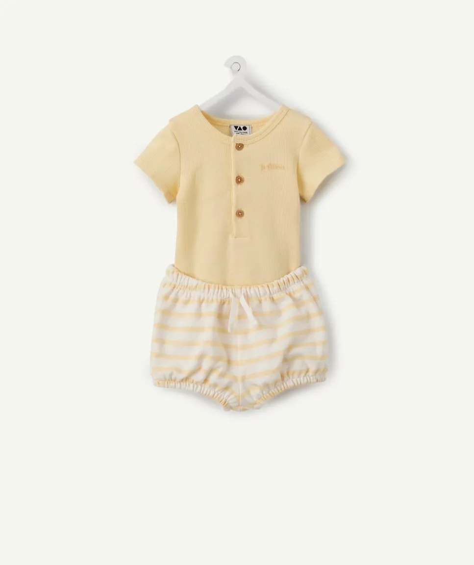 Ensemble naissance garçon jaune rayé
