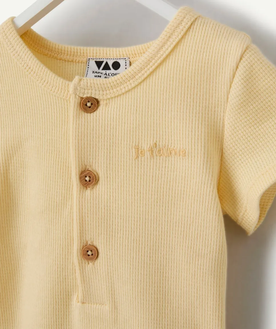 Ensemble naissance garçon jaune rayé