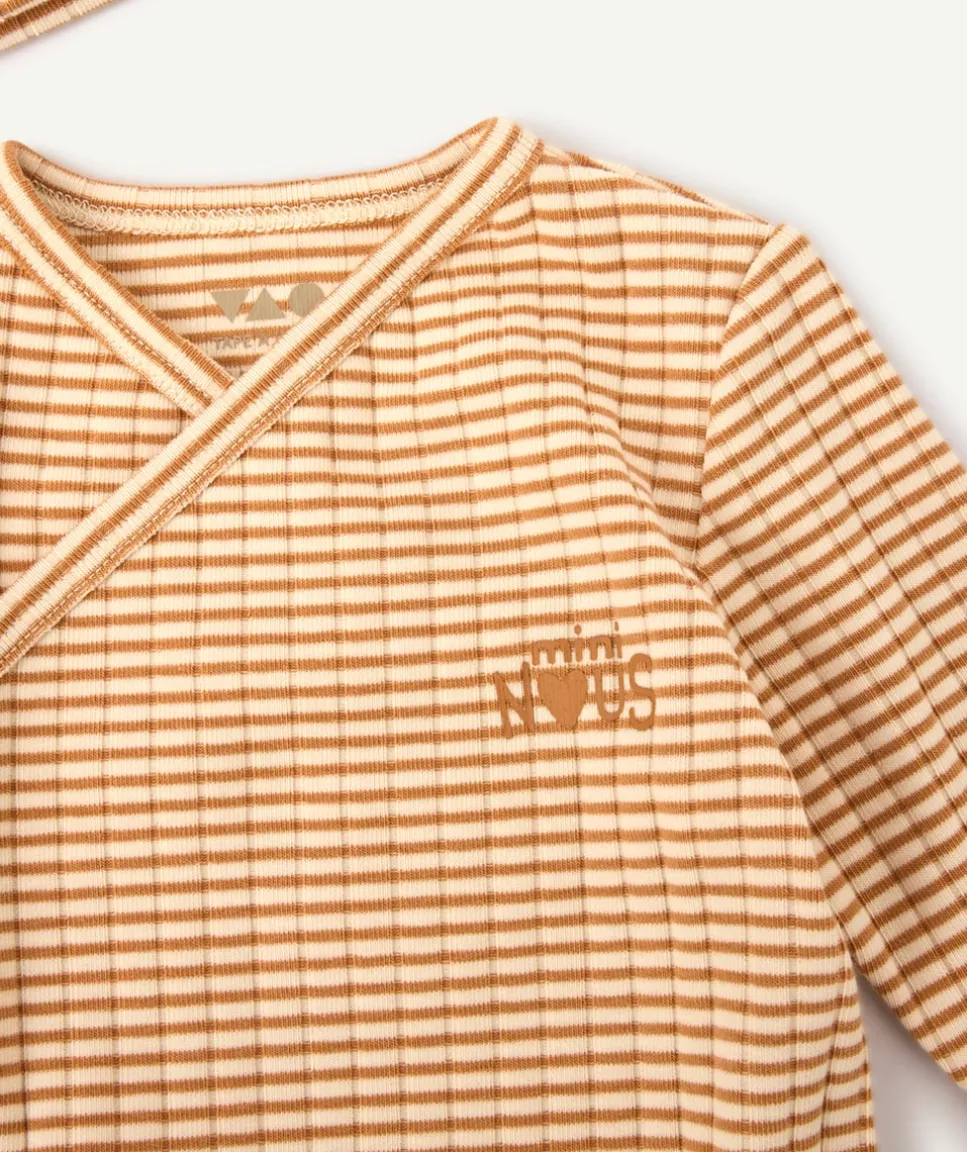 Ensemble naissance garçon rayé orange