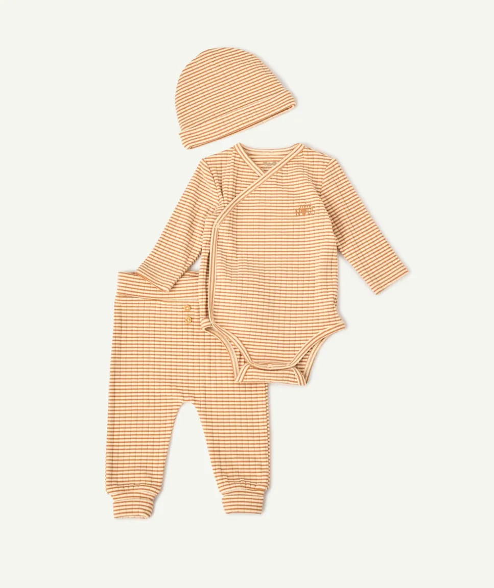 Ensemble naissance garçon rayé orange