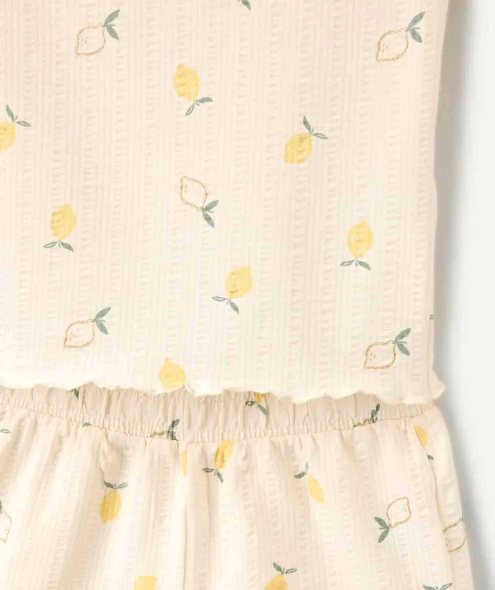 Ensemble pyjama fille coton imprimé citron