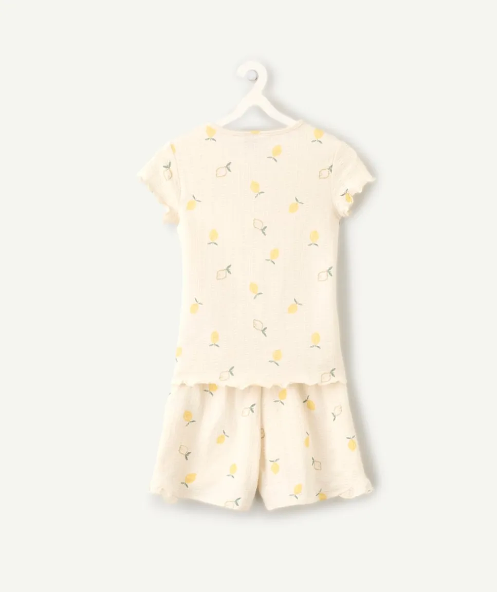Ensemble pyjama fille coton imprimé citron