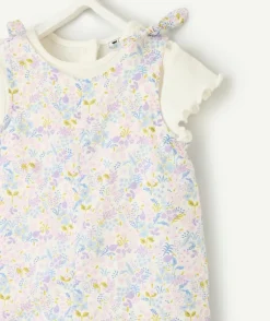 Ensemble salopette bébé fille imprimé fleuri